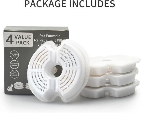 Cat Water Fountain Filters Pet Fountain Filter Replacement Filters Compatible Stainless Steel 2L/67oz, 3.2L/108oz Adjustable Water Flow, 8 Cat Fountain Replacement Filters with 8 Pre-Filter Sponges in Saudi Arabia