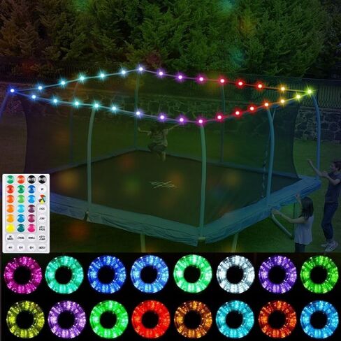 مصباح LED عن بعد من LUMINFLY لترامبولين بطول 8-10 أقدام، وسلسلة مصابيح مقاومة للماء فائقة السطوع بـ 16 لونًا لترامبولين صغير بطول 8 أقدام و9 أقدام و10 أقدام، وأضواء للأطفال يلعبون في الليل in Kuwait