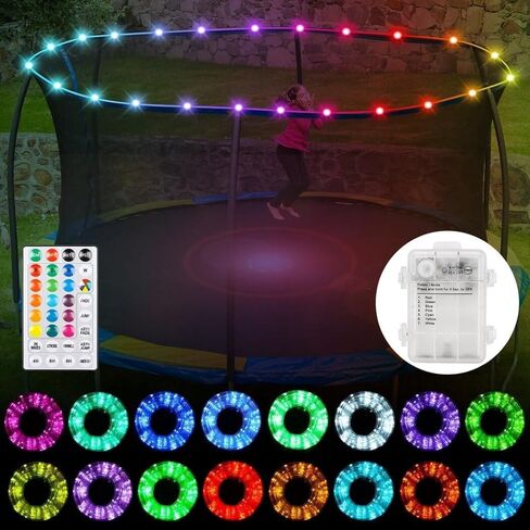 مصباح LED عن بعد من LUMINFLY لترامبولين بطول 8-10 أقدام، وسلسلة مصابيح مقاومة للماء فائقة السطوع بـ 16 لونًا لترامبولين صغير بطول 8 أقدام و9 أقدام و10 أقدام، وأضواء للأطفال يلعبون في الليل in Kuwait