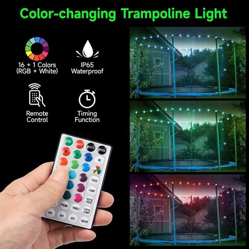 مصباح LED عن بعد من LUMINFLY لترامبولين بطول 8-10 أقدام، وسلسلة مصابيح مقاومة للماء فائقة السطوع بـ 16 لونًا لترامبولين صغير بطول 8 أقدام و9 أقدام و10 أقدام، وأضواء للأطفال يلعبون في الليل in Kuwait