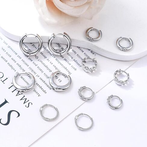 HILXURY 6 Pairs Small Gold Huggie Hoop Earrings for Women, 14K Gold Plated Cartilage Piercings Hoop Earrings Hypoallergenic, Trendy Lightweight Chunky Hoops Set for Women Gifts. in Saudi Arabia