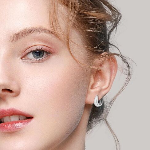 HILXURY 6 Pairs Small Gold Huggie Hoop Earrings for Women, 14K Gold Plated Cartilage Piercings Hoop Earrings Hypoallergenic, Trendy Lightweight Chunky Hoops Set for Women Gifts. in Saudi Arabia