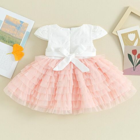 Baby Girl Flower Dress Lace Tutu Dress Cap Sleeve Zipper Closure A-Line Tulle Party Princess Dress Cute Outfit in Saudi Arabia