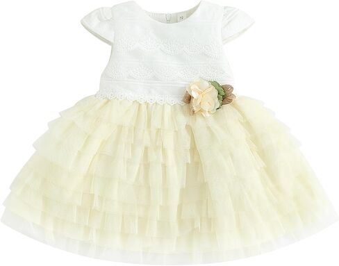 Baby Girl Flower Dress Lace Tutu Dress Cap Sleeve Zipper Closure A-Line Tulle Party Princess Dress Cute Outfit in Saudi Arabia