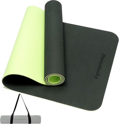 Yoga Mat, Non-slip Eco Friendly Exercise Yoga Mat for Men and Women, 1/4-Inch Thick High Density Pro Mat with Carrying Strap for Yoga Pilates and Fitness Exercise in Saudi Arabia