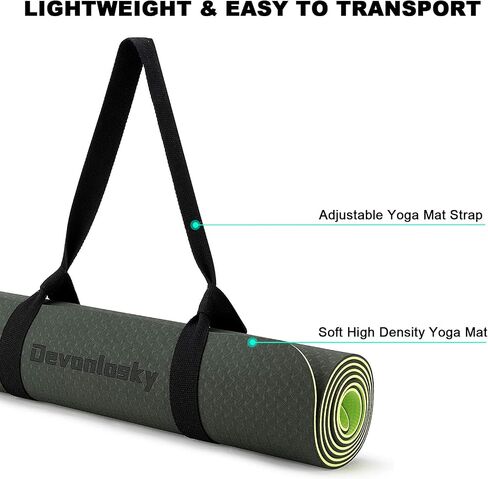 Yoga Mat, Non-slip Eco Friendly Exercise Yoga Mat for Men and Women, 1/4-Inch Thick High Density Pro Mat with Carrying Strap for Yoga Pilates and Fitness Exercise in Saudi Arabia