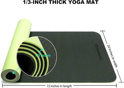 Yoga Mat, Non-slip Eco Friendly Exercise Yoga Mat for Men and Women, 1/4-Inch Thick High Density Pro Mat with Carrying Strap for Yoga Pilates and Fitness Exercise in Saudi Arabia