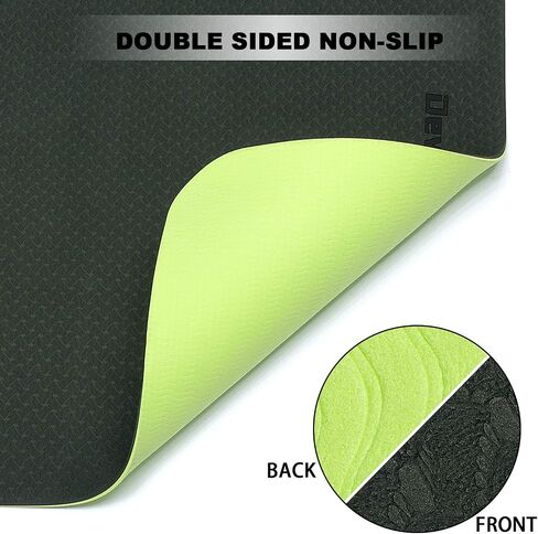 Yoga Mat, Non-slip Eco Friendly Exercise Yoga Mat for Men and Women, 1/4-Inch Thick High Density Pro Mat with Carrying Strap for Yoga Pilates and Fitness Exercise in Saudi Arabia
