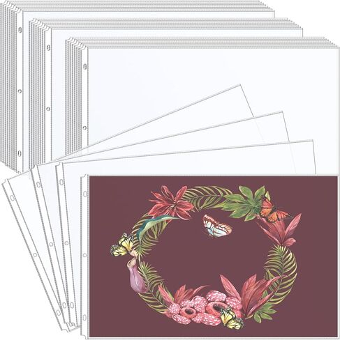 Vmiapxo 50 حزمة من واقيات الأوراق الشفافة مقاس 11 × 17 بوصة لـ 3 مجلدات حلقية، غلاف بلاستيكي للحمل الجانبي شديد التحمل بحجم دفتر الأستاذ، واقيات صفحات بلاستيكية للأعمال الفنية للمستندات الأرشيفية in Kuwait