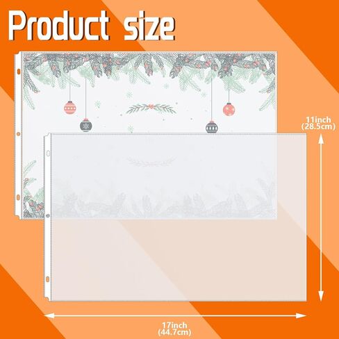 Vmiapxo 50 حزمة من واقيات الأوراق الشفافة مقاس 11 × 17 بوصة لـ 3 مجلدات حلقية، غلاف بلاستيكي للحمل الجانبي شديد التحمل بحجم دفتر الأستاذ، واقيات صفحات بلاستيكية للأعمال الفنية للمستندات الأرشيفية in Kuwait