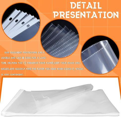 Vmiapxo 50 حزمة من واقيات الأوراق الشفافة مقاس 11 × 17 بوصة لـ 3 مجلدات حلقية، غلاف بلاستيكي للحمل الجانبي شديد التحمل بحجم دفتر الأستاذ، واقيات صفحات بلاستيكية للأعمال الفنية للمستندات الأرشيفية in Kuwait