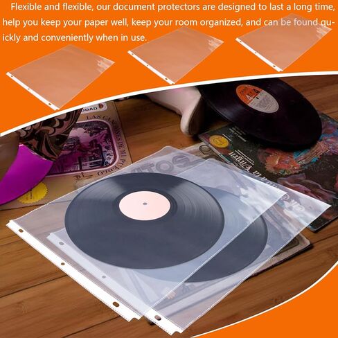 Vmiapxo 50 حزمة من واقيات الأوراق الشفافة مقاس 11 × 17 بوصة لـ 3 مجلدات حلقية، غلاف بلاستيكي للحمل الجانبي شديد التحمل بحجم دفتر الأستاذ، واقيات صفحات بلاستيكية للأعمال الفنية للمستندات الأرشيفية in Kuwait