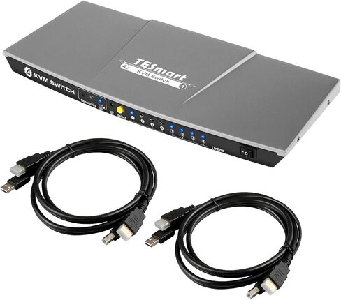محول TESmart 4 منافذ HDMI KVM، يدعم 4K@30 هرتز RGB 4:4:4، محور USB 2.0، EDID، مفتاح التشغيل السريع، تبديل الأزرار، جهاز التحكم عن بعد بالأشعة تحت الحمراء، صندوق تبديل ماوس لوحة مفاتيح الكمبيوتر لـ 4 أجهزة كمبيوتر/خوادم/DVR مع كابلات بطول 5 أقدام in Kuwait