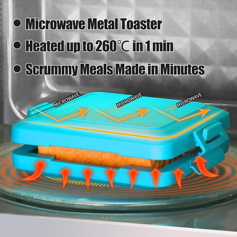 MKYSAIL Microwave Sandwich Maker & Toaster,Microwave Grill,Panini Press | Microwave Grilled Cheese Maker,Removable Silicone Cover,BPA/PFOA-Free, Dishwasher Safe, Portable for RV, Dorm, Gift (Blue) in Kuwait