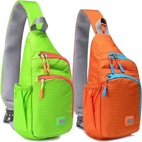 Peicees Pack of 2 Medium Green & Small Orange Sling Backpack Waterproof Unisex Shoulder Bag Chest Crossbody Daypack in Saudi Arabia