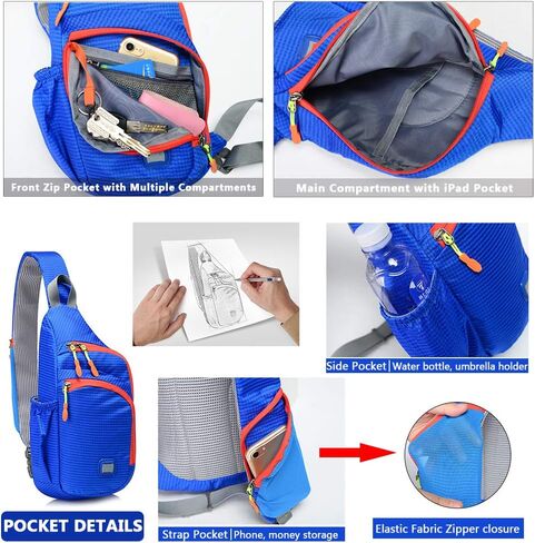 Peicees Pack of 2 Medium Green & Small Orange Sling Backpack Waterproof Unisex Shoulder Bag Chest Crossbody Daypack in Saudi Arabia
