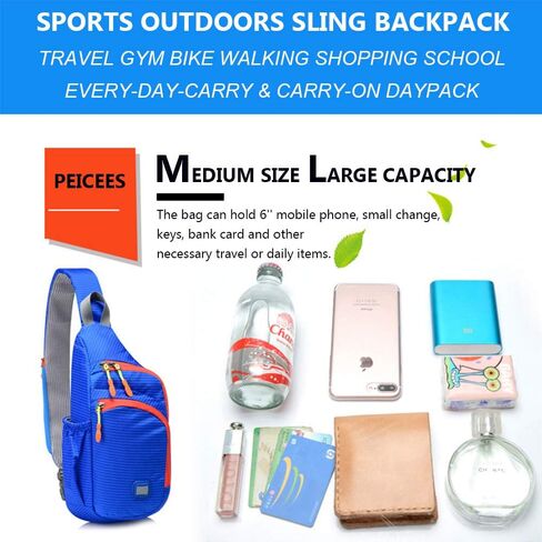 Peicees Pack of 2 Medium Green & Small Orange Sling Backpack Waterproof Unisex Shoulder Bag Chest Crossbody Daypack in Saudi Arabia
