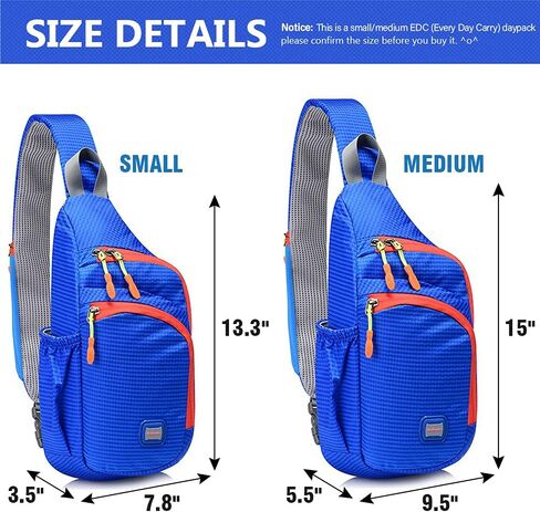 Peicees Pack of 2 Medium Green & Small Orange Sling Backpack Waterproof Unisex Shoulder Bag Chest Crossbody Daypack in Saudi Arabia