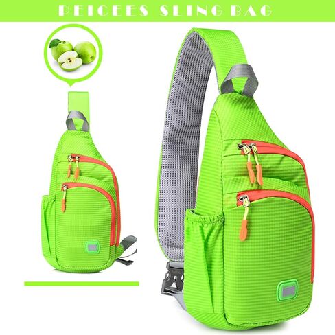 Peicees Pack of 2 Medium Green & Small Orange Sling Backpack Waterproof Unisex Shoulder Bag Chest Crossbody Daypack in Saudi Arabia