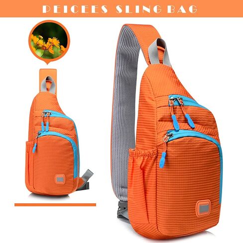 Peicees Pack of 2 Medium Green & Small Orange Sling Backpack Waterproof Unisex Shoulder Bag Chest Crossbody Daypack in Saudi Arabia