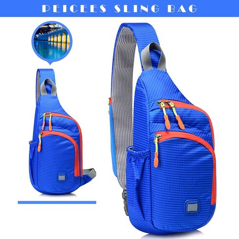 Peicees Pack of 2 حقيبة ظهر متوسطة الحجم باللون الفيروزي والأزرق مقاومة للماء للجنسين حقيبة كتف على الصدر حقيبة نهارية تمر بالجسم in Saudi Arabia