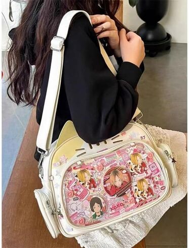 حقيبة ظهر Vobomo Cat Kawaii حقيبة ظهر Cat Ita من جلد البولي يوريثان حقيبة ظهر ذات سعة كبيرة Y2k حقيبة ظهر جمالية لطيفة ومحفظة (أبيض) in Saudi Arabia