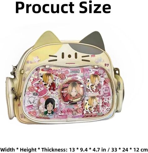 حقيبة ظهر Vobomo Cat Kawaii حقيبة ظهر Cat Ita من جلد البولي يوريثان حقيبة ظهر ذات سعة كبيرة Y2k حقيبة ظهر جمالية لطيفة ومحفظة (أبيض) in Saudi Arabia