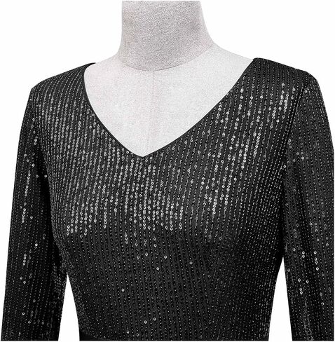 MISSMAY Women's Elegant Sequin V-Neck Evening Party Mermaid Long Dress in Kuwait