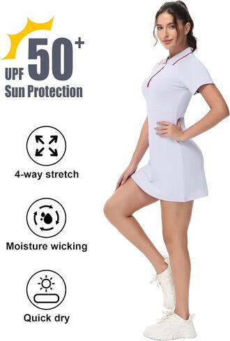 Gloryday Womens Tennis Golf Dress UPF 50+ Two Piece Polo Active Athletic Exercise Sports Wear with Pocket and Shorts Dresses in Saudi Arabia