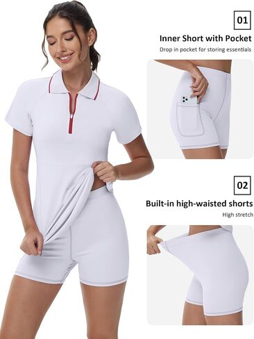 Gloryday Womens Tennis Golf Dress UPF 50+ Two Piece Polo Active Athletic Exercise Sports Wear with Pocket and Shorts Dresses in Saudi Arabia