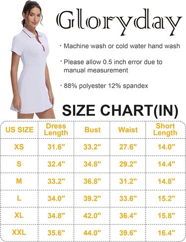 Gloryday Womens Tennis Golf Dress UPF 50+ Two Piece Polo Active Athletic Exercise Sports Wear with Pocket and Shorts Dresses in Saudi Arabia