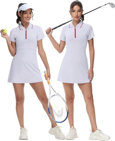 Gloryday Womens Tennis Golf Dress UPF 50+ Two Piece Polo Active Athletic Exercise Sports Wear with Pocket and Shorts Dresses in Saudi Arabia