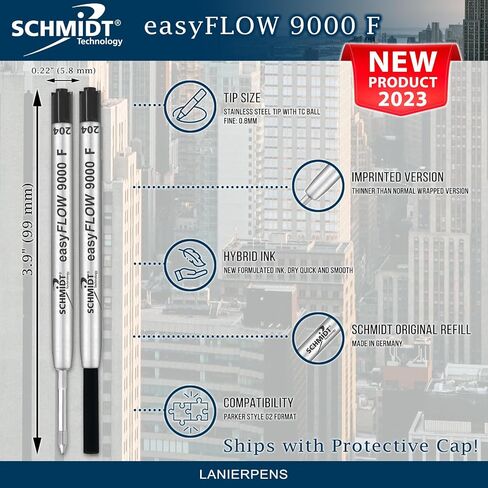 عبوة إعادة تعبئة قلم حبر جاف Schmidt easyFLOW9000 مطبوع - حبر أسود، رأس رفيع 0.8 مم - عبوة من 6 قطع in Saudi Arabia