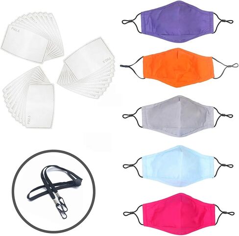 5 Pack of Kids Face Masks With 30 Filters and 1 Lanyard in Saudi Arabia