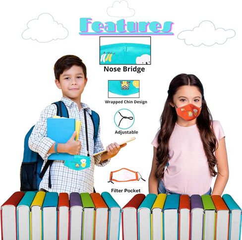 5 Pack of Kids Face Masks With 30 Filters and 1 Lanyard in Saudi Arabia