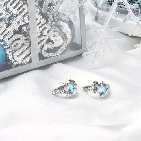 Generic Turtle Earrings for Women Teen Girl - Sterling Sliver Hoop Earrings Hypoallergenic Huggie Earrings Colorful Cubic Zirconia Earring Sea Turtle Jewelry Gifts for Mother’s Day, Silver in Saudi Arabia