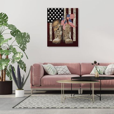 طلاء Wodison DIY بالأرقام للبالغين والأطفال، مجموعة طلاء زيتي للأحذية الوطنية ذات العلم الأمريكي على القماش مقاس 16 × 20 بوصة لديكور جدار المنزل للمبتدئين (بدون إطار) in Kuwait