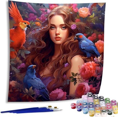 Diymood Paint by Numbers for Adults Girl, DIY Oil Painting Bird Acrylic Paint by Number Kits for Kids Adults Beginner for Home Wall Decor 20x20 inch in Saudi Arabia