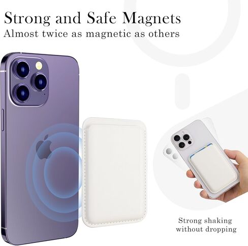 Magnetic Wallet Phone Card Holder with Magsafe,2Pack Mag Safe Wallet Accessories for Apple iPhone 15 14 13 12 Pro/Pro Max/Plus/Mini Safe Case Series (White,White) in Kuwait