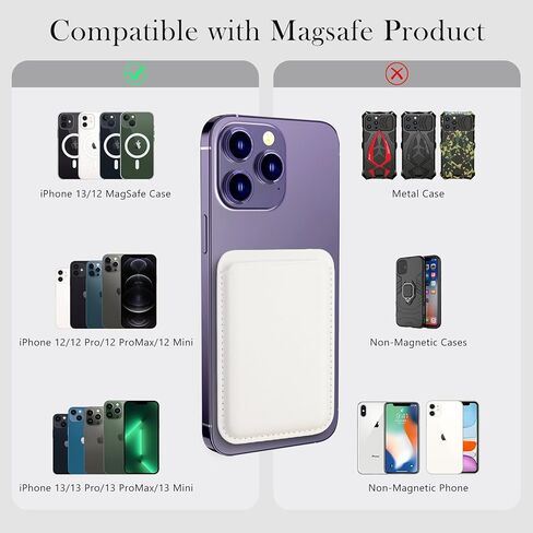 Magnetic Wallet Phone Card Holder with Magsafe,2Pack Mag Safe Wallet Accessories for Apple iPhone 15 14 13 12 Pro/Pro Max/Plus/Mini Safe Case Series (White,White) in Kuwait
