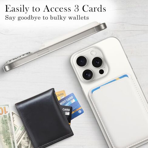 Magnetic Wallet Phone Card Holder with Magsafe,2Pack Mag Safe Wallet Accessories for Apple iPhone 15 14 13 12 Pro/Pro Max/Plus/Mini Safe Case Series (White,White) in Kuwait