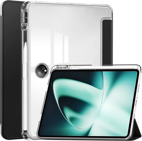 Smart Case with Pen Holder for OnePlus Pad (2023) 11.6 inch, Ratesell Transparent Hard Shell Back Trifold Smart Cover Protective Slim Case for OnePlus Pad/Oppo Pad 2 Apricot in Saudi Arabia