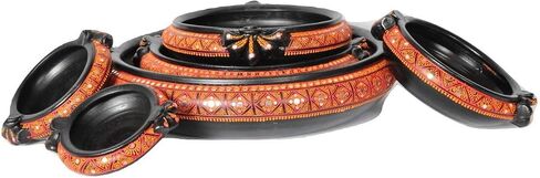 Shabana Art Potteries Handmade Earthenware Decorative Flower Pot Potpourri/Uruli/Urli - Black (Dia - 11.5 inch) in Saudi Arabia