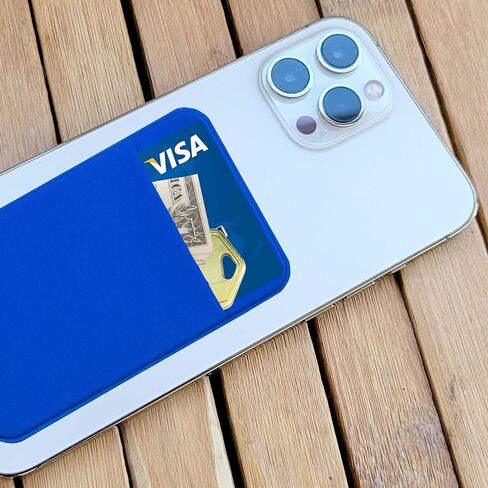 جيب مرن لحامل بطاقات الهاتف، محفظة لاصقة، حقيبة لاصقة لبطاقة الائتمان، ملحقات الهاتف، متوافقة مع آيفون وسامسونج جالاكسي - أزرق in Kuwait