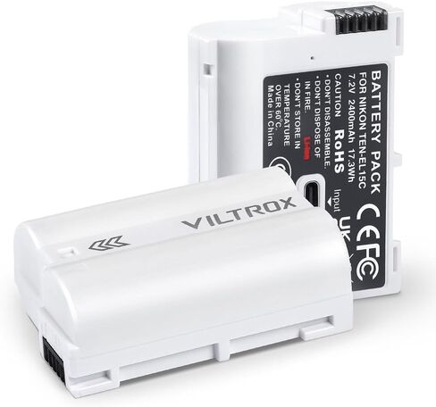 VILTROX EN-EL15C بطارية كاميرا قابلة لإعادة الشحن بقدرة 2400 مللي أمبير في الساعة، بطارية بديلة للشحن السريع من النوع C 2.5 ساعة لنيكون Zf، Z8، Z7، Z7II، Z6، Z6II، Z5، D850، D810A، D780، D750، D610، D500، عبوة واحدة in Saudi Arabia