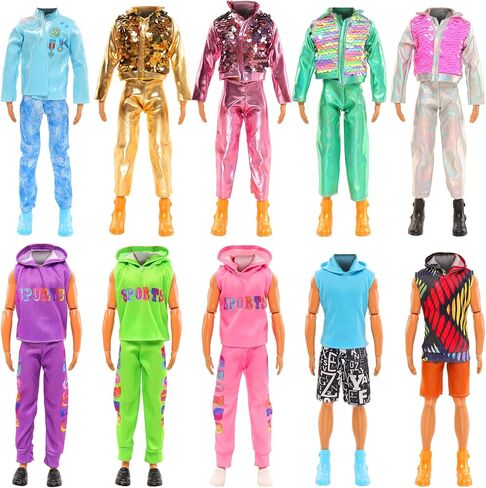 Miunana 12 بوصة زي دمية الصبي الموسيقي ومجموعة الجيتار 13 قطعة ملابس لامعة علوية وسراويل أزياء دمية ذكر ملابس وأحذية دمية Rock Boy in Kuwait