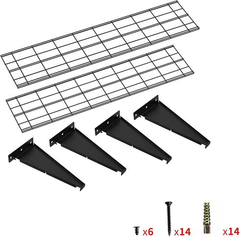 Qualward 2 حزمة رفوف معدنية للمرآب 1 × 4 قدم 12 بوصة × 48 بوصة رف مثبت على الحائط رف تخزين المرآب عالي التحمل، أسود in Kuwait