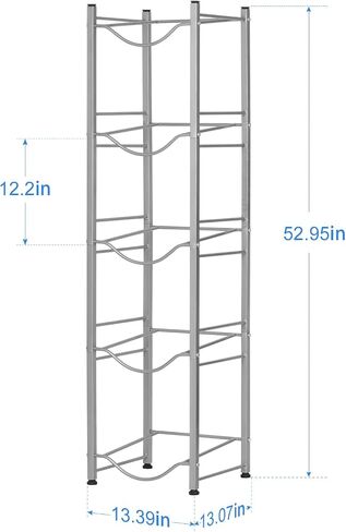 HEOMU 5 Gallon Water Jug Rack, 5-Tier Water Bottle Holder Storage Rack, Water Jug Organizer for Kitchen, Office, Garage, Silver in Saudi Arabia
