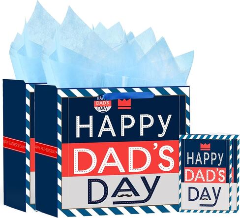 Usmilegift 13'' Mother's Day Gift Bags and Fathers Day Gift Bags with Greeting Card and Tissue Paper （2-PCS,Gift Bags） in Saudi Arabia