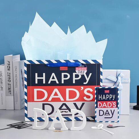 Usmilegift 13'' Mother's Day Gift Bags and Fathers Day Gift Bags with Greeting Card and Tissue Paper （2-PCS,Gift Bags） in Saudi Arabia
